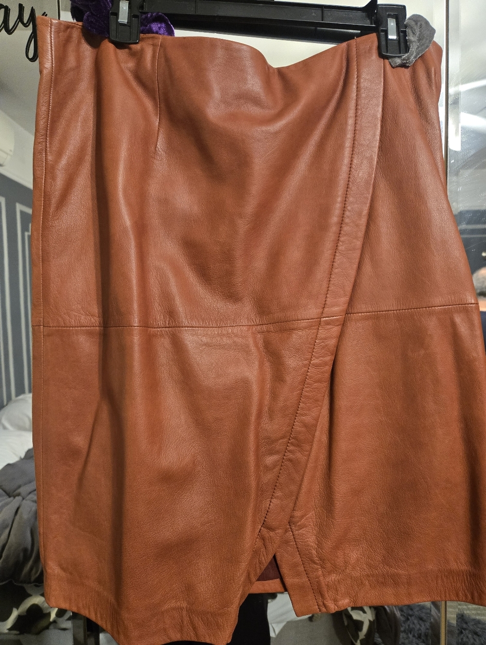Nordstrom Rack Genuine Leather Midi-skirt, Clay Brown